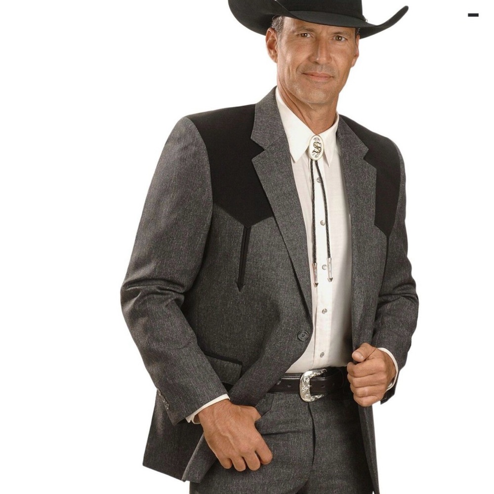Circle S Western Suit Coat Gray Black 44R 44 Regular